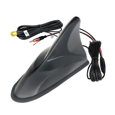 Car FM/AM GPS Roof Mount Shark Antenna with Signal Amplifier SMA DIN 5m Cable