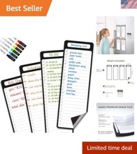 Magnetic Dry Erase List Board 4"x12" for Organized Fridge Living - 6 Markers