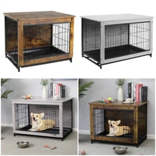 Wooden Dog Crate Pet Indoor Outdoor Dog Kennel Side End Table W/ Removable Tray