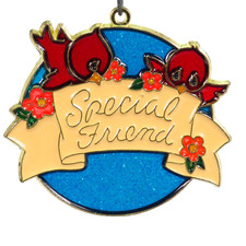 Vintage Sun Catcher Birds Special Friend Stained Glass Hanging Red Bird Window