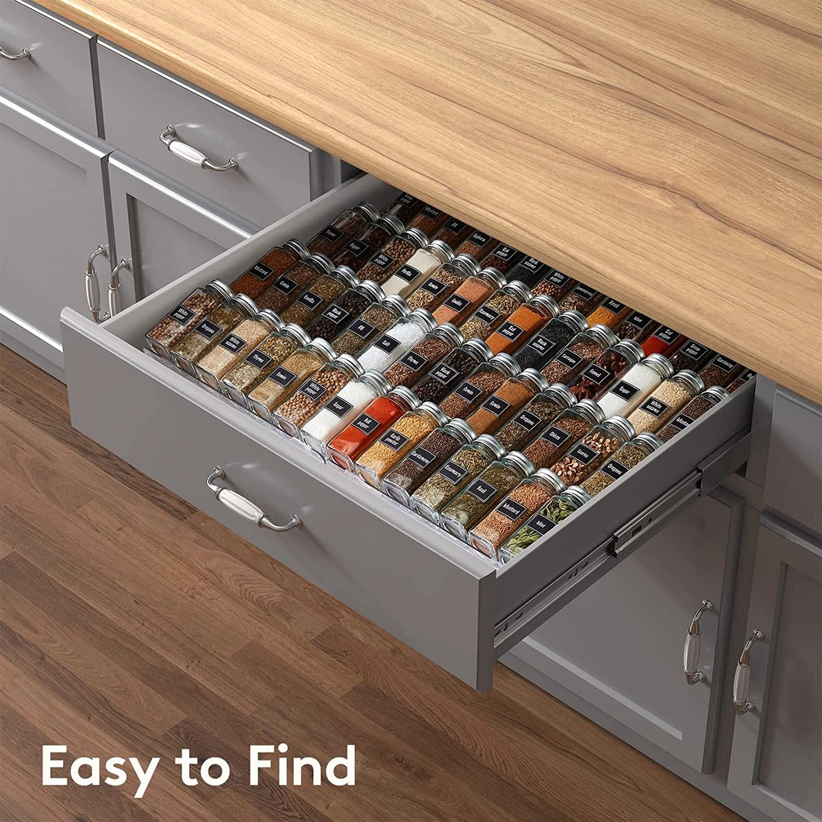 Spice Rack Drawer Organizer 4 Tier Expandable 30cm to 59cm Seasonings Kitchen