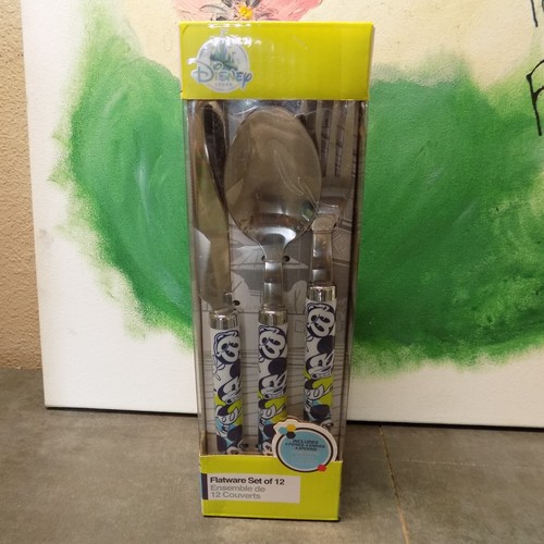 Disney Store Mickey Mouse Icon Blue Green White 12 Pc Flatware Set NEW - Picture 1 of 6