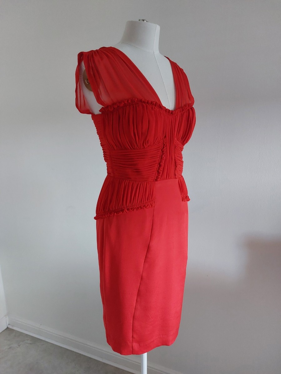 Paul Smith black label Silk Red fitted Dress Size 10