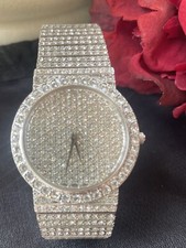 Women's Croton Crystal Rhodium Watch 2.0mm Vintage-New Battery