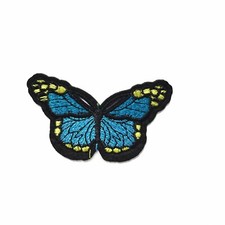 3" Blue Monarch Butterfly Embroidered Iron On Applique Patch Sew On