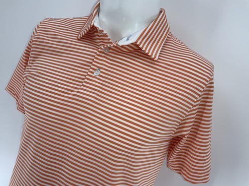 Walt & Finn Polo Shirt Boys XL Orange Stripe Poly Spandex Peru YGI W3-19 - Picture 3 of 11