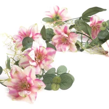 5-1/2 Foot Pink and White Artificial Clematis Garland