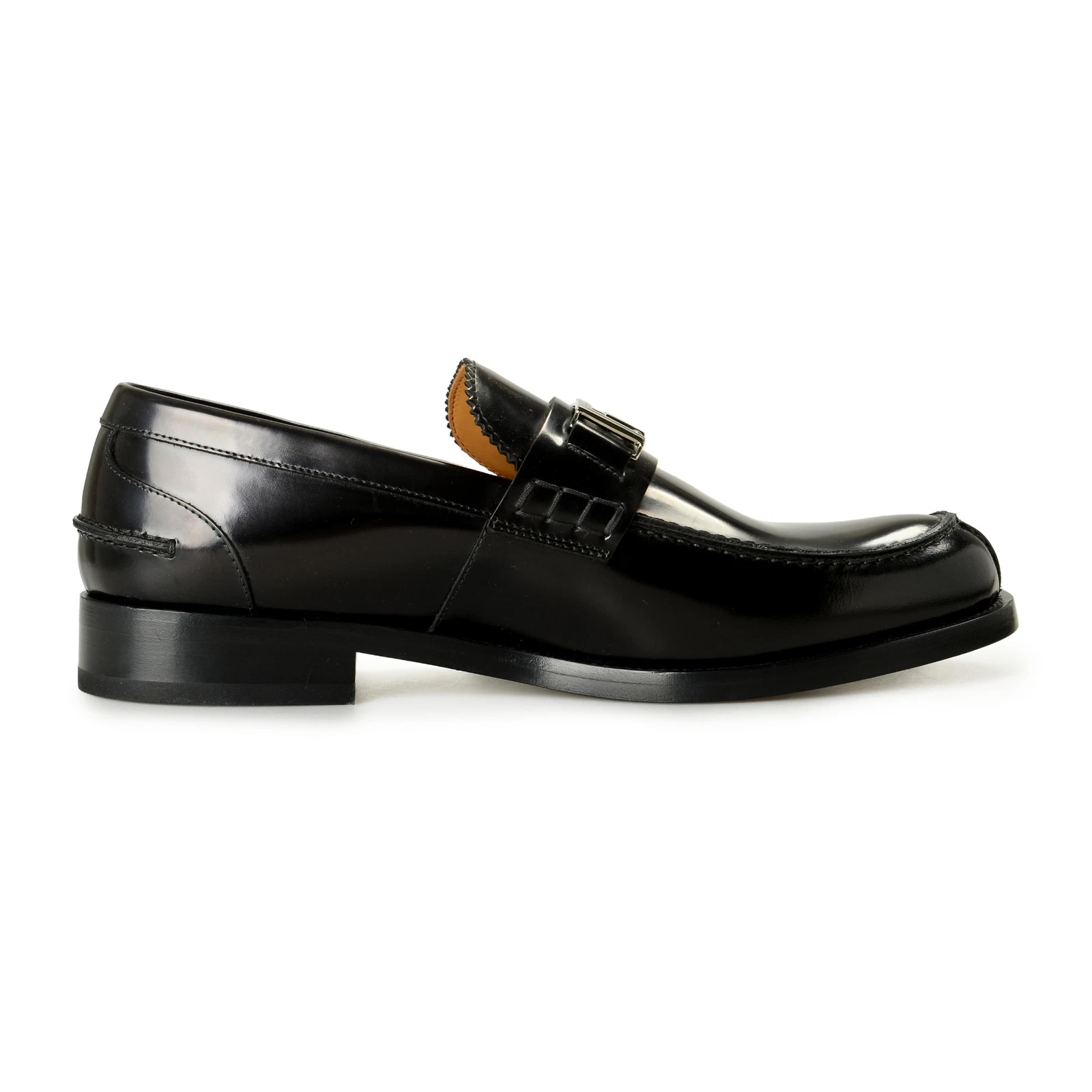 Scarpe mocassini Versace uomo argento logo nero 100% pelle US 7 IT 40