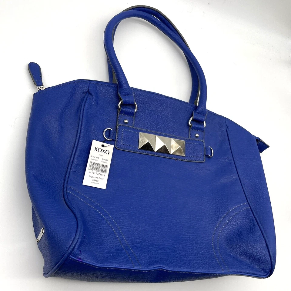 NUEVO CON ETIQUETAS XOXO 'KYRAH' Azul Cobalto Imitación Cuero Tachonado Grande Bolso de Hombro Cartera Foto 2 de 4