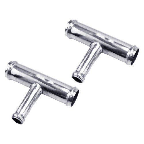 2x 1"x1"x5/8" Tee Coolant T Heater Hose Pipe Connector Fitting Adapter Silver - Imagen 1 de 4