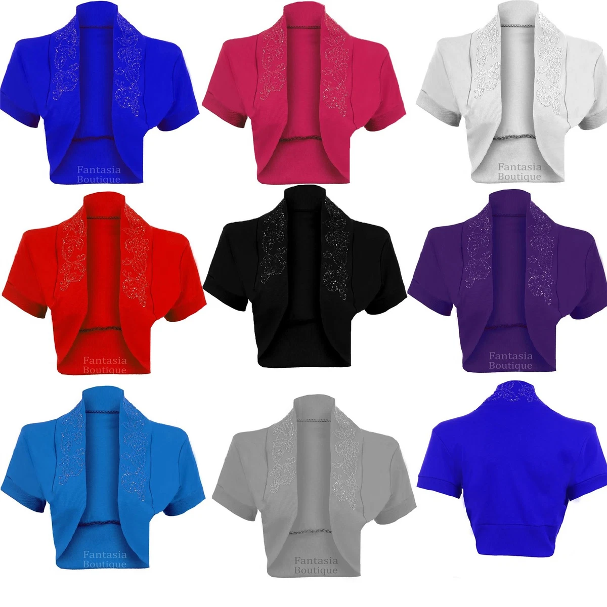 Ladies Beaded Open Short Sleeve Bolero Cardigan Women s Shrug