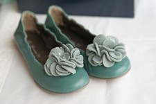 Blumarine luxury ballerina leather shoes ballet flats noble turquoise size 34 new original packaging
