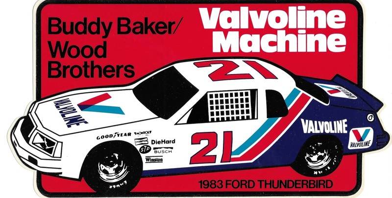 Buddy Baker Wood Brothers Valvoline 1983 Ford Thunderbird Large Decal NASCAR