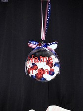 PERSONALIZED PATRIOTIC CHRISTMAS ORNAMENT NAME YEAR RED WHITE BLUE MILITARY