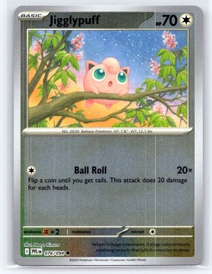 Pokemon NM Reverse Holo Jigglypuff 076/094 Common ME02: Phantasmal Flames
