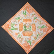 Vintage WHIMSY Square Dance Instruction Cotton Scarf Bandana 64cm Folk Dance USA