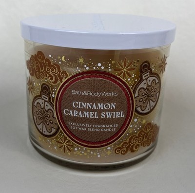 Bath & Body Works Cinnamon Caramel Swirl 3 Wick Large Scented