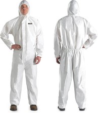 Hazmat Suit Disposable Coverall Heavy Duty Full Body Paint Large, White