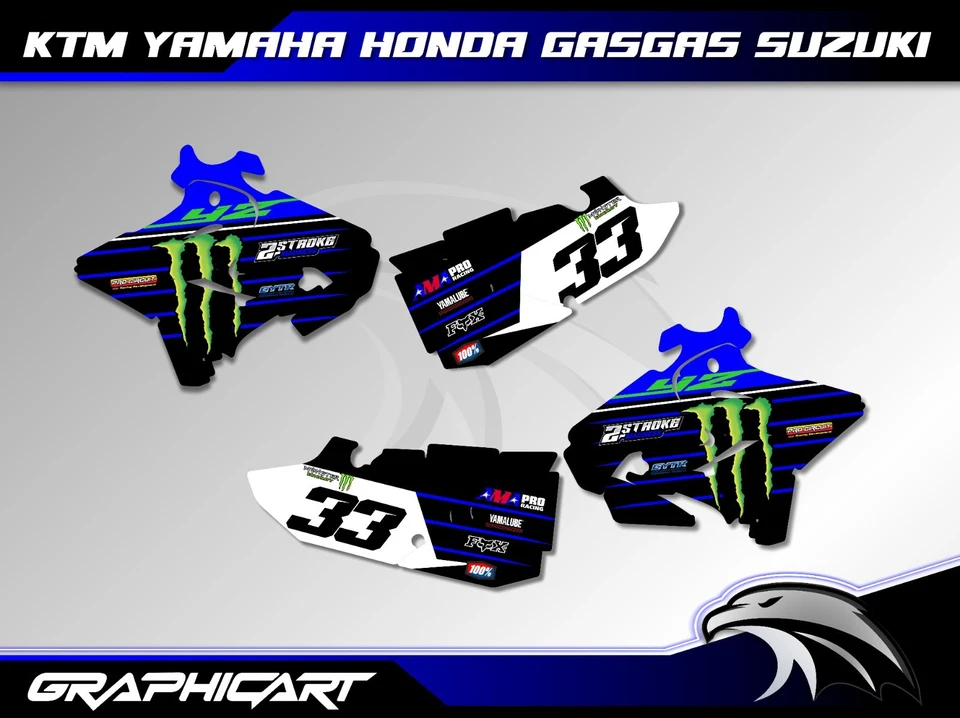 ГРАФИЧЕСКИЙ НАБОР НАКЛЕЕК ДЕКО 2015-2021 YAMAHA YZ125 YZ250 2019 2018 2017 - Изображение 2 из 4