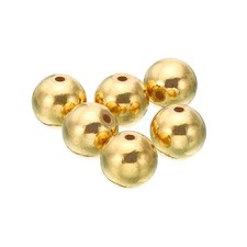 6Pcs 14mm OD 2.5mm ID Brass Loose Balls Metal Seamless Ball Beads, Golden