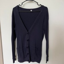 American Apparel Navy Cardigan Sweater Mens Size M Knit Made in USA