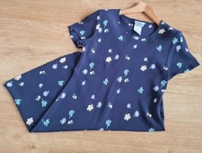 VINTAGE LADIES LAURA ASHLEY NAVY DITSY FLORAL DRESS SIZE UK 12