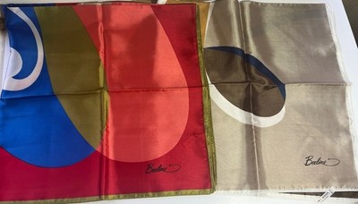 Vintage Lot of 2 Beeline Mod Print Scarves Made In Italy
