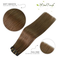 Real Human Hair Extensions 7Pcs 75g 18" Light Brown