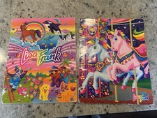 Rare Lisa Frank Vintage Unicorn Carousel Merry Go Round And rainbow Folder