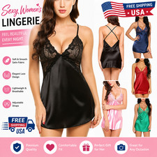 Sexy Women's Lingerie Babydoll Pajamas Silk Lace Underwear Sleepwear Night Dress