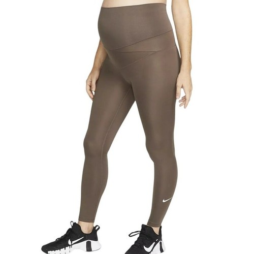 Nike Women's One High Waisted Maternity Legging Brown Size Small Dri-Fit DH1587