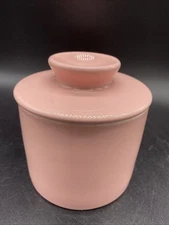 Ceramic Butter Crock with Lid, Countertop French Butter Keeper Pink