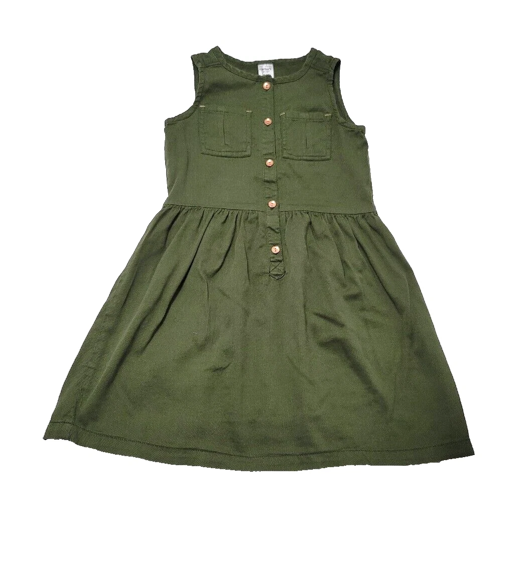 carters green dress Amela embroidered Velvet and canvas Dress moss Green