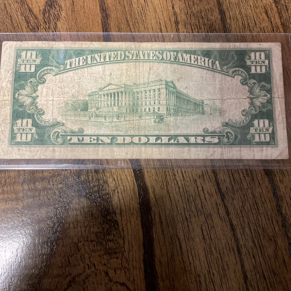 1929 BROWN SEAL FEDERAL RESERVE BANK of NEW YORK TEN DOLLAR $10 DOLLAR BILL (B) - Image 4 of 4