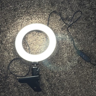 Elegiant Clamp Style Selfie Ring Light Strong Clamp, Adjustable, USB, Long Cord