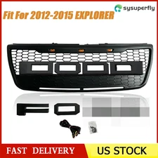 Raptor Style Front Upper Bumper Grille For 2012-2015 Explorer Grill Black w/LEDs