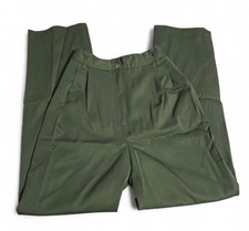 VTG Rare Harve Benard Holzman Green Wool Pleat Straight Leg Dress Pants Women  s