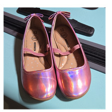 Wonder Nation Girls Pink Ballet Flats Bow Memory Foam Slip On Size 12
