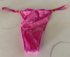 Victoria s Secret DREAM ANGELS Rhinestone Heart Thong Panty Pink Lace XL NWT