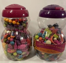 Party Kids Bead Kit Set 2 Plastic Jars of Click Together Beads Jewelry Making