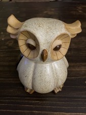 Vintage Ceramic Owl Glazed Figurine Statue Retro Bird 8  Tall