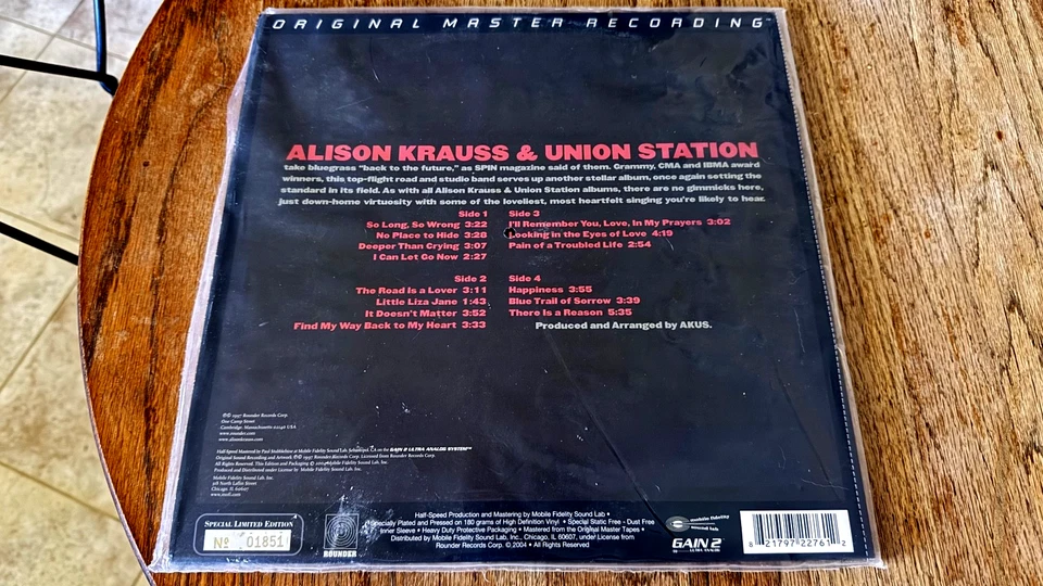 ALISON KRAUSS  @  UNION STATION     SO LONG SO WRONG  (2) MFSL   LP  VINYL  MINT - Image 2 of 2