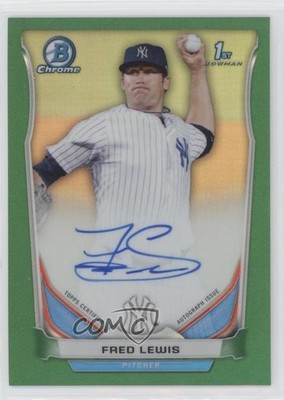 2014 Bowman Chrome Prospect Green Refractor 21/75 Fred Lewis #BCAP-FL Auto uk2