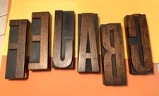 Vintage 5" Wood Letterpress Letters/ 6 Letters /DeLittle York/ Beautiful Patina