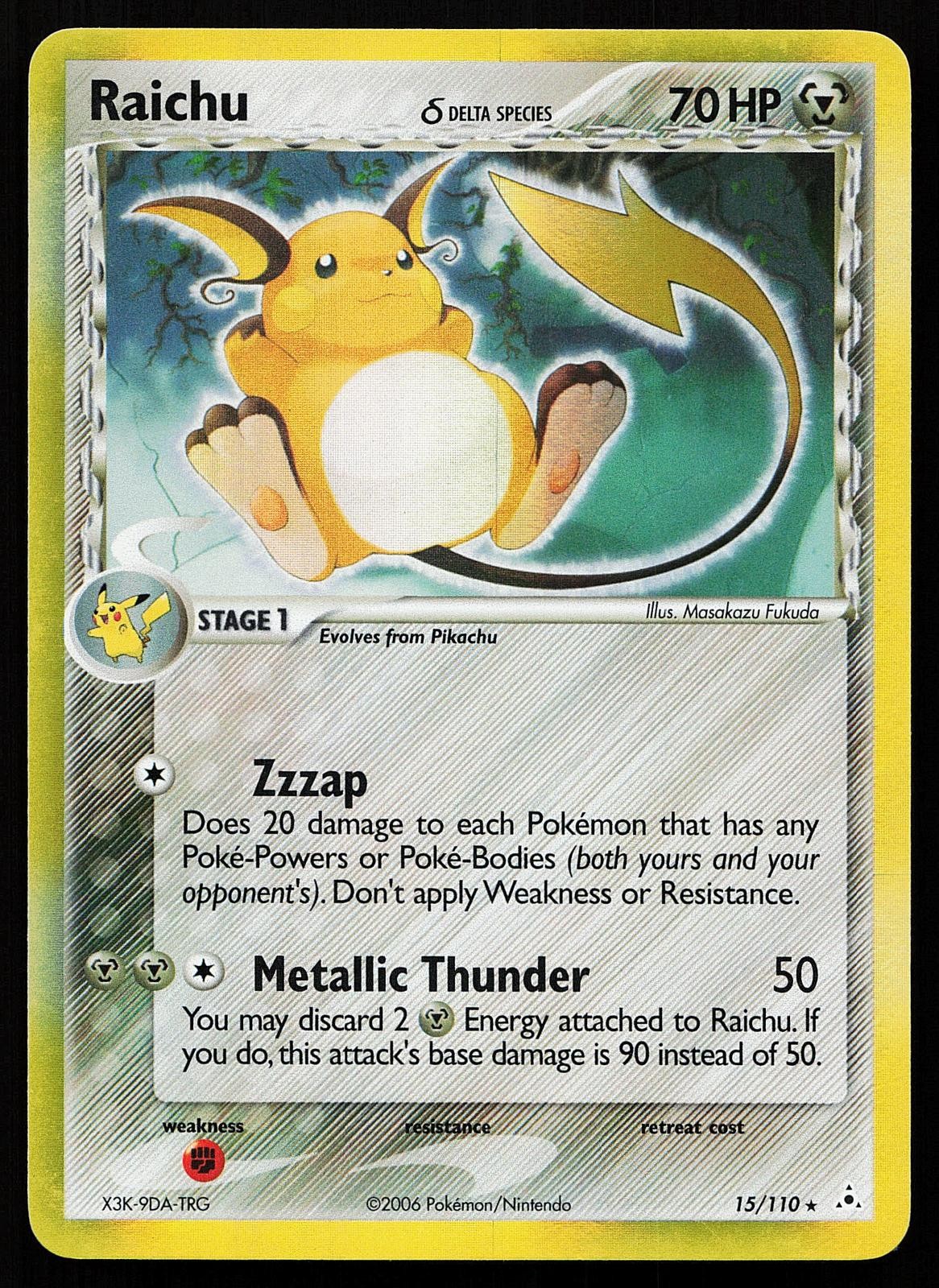 Raichu 15/110 Holo Rare Holon Phantoms Pokemon Card