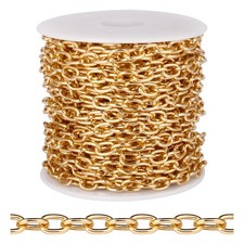  33 FT Gold Plated Rolo Cable Chain Bulk for Jewelry Making, 5MM Aluminum Go...