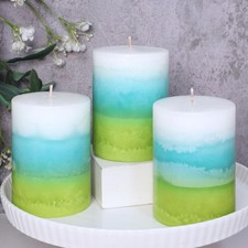 Mint Scented Pillar Candles - 3X4 Inch Aromatherapy Long Burning 35+ Hours, C...