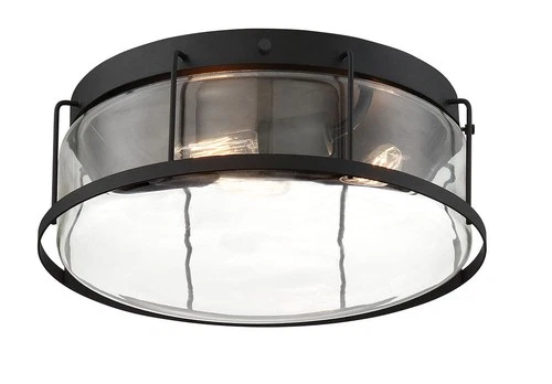 Quoizel LUD1613 3 Light 13"W Flush Mount Drum Ceiling Fixture - Black - Picture 7 of 9