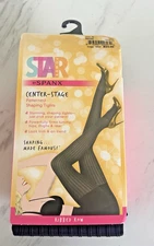 Star Power by SPANX Tights High Waisted Shaper Black Ribbed Row Size C BxBB