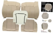  Driver and Passenger Side Bottom and Top Lean Back & Foam Cushion Light Tan